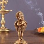 Brass Standing Garuda Idol 6" | Anjali Mudra | 600g Divine Energy & Spiritual Protection | 4.5" Width, 3" Depth | Intricate Detailing | Antique Polish